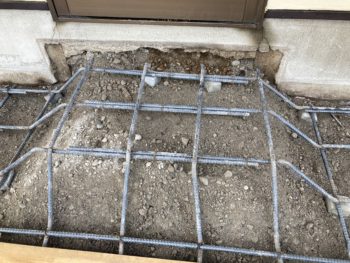 【排水配管再施工後の配筋工事】